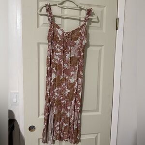 Sincerely Jules Pink and Brown Floral Maxi Dress
